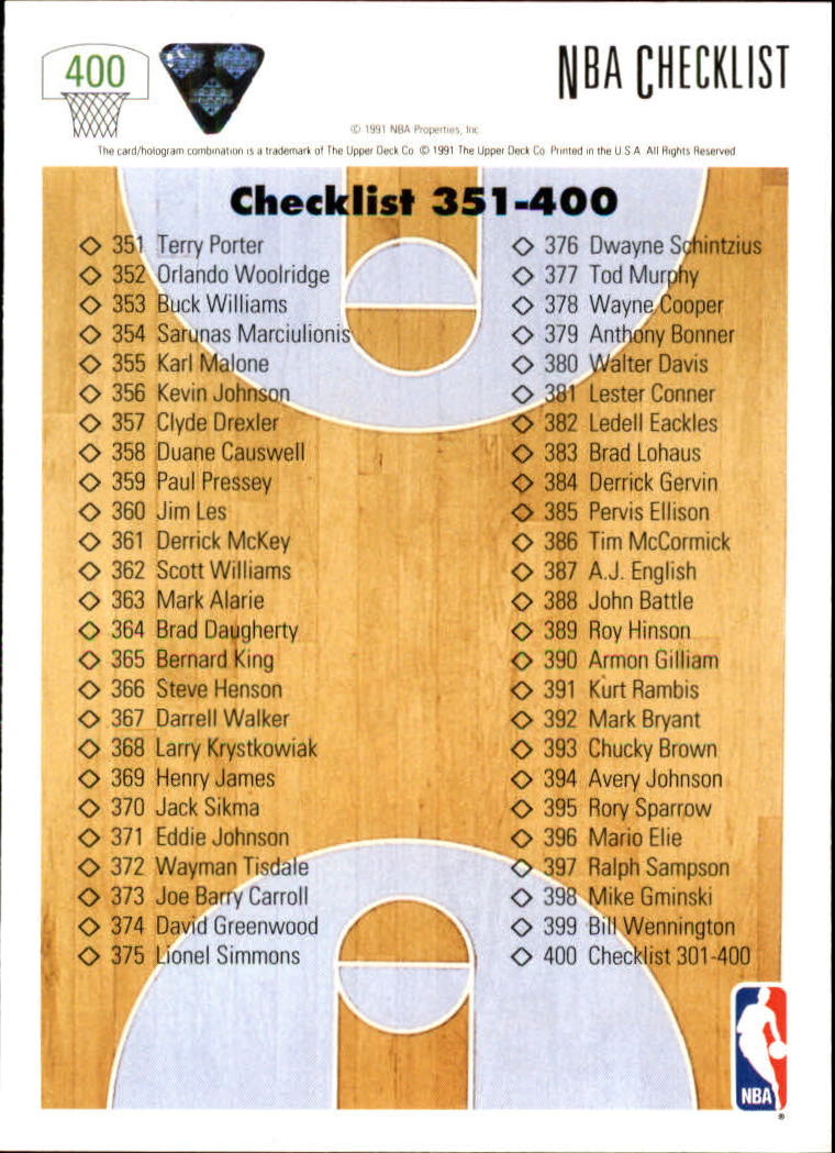 1991-92 Upper Deck Basketball Card Pick 251-500 - Picture 299 of 487