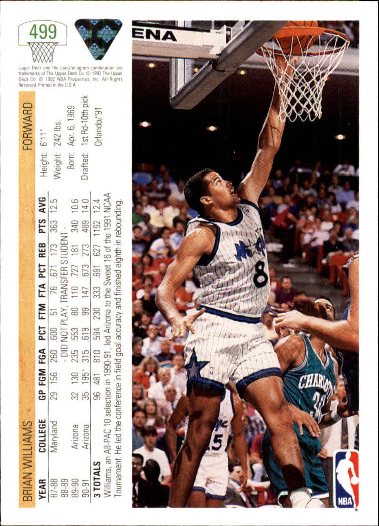 1991-92 Upper Deck Basketball Card Pick 251-500 - Picture 485 of 487