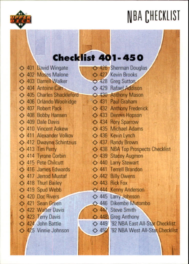 1991-92 Upper Deck Basketball Card Pick 251-500 - Picture 486 of 487