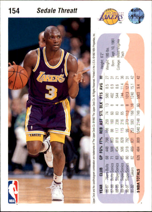 1992-93 choix de cartes basketball pont supérieur 96-264 - Photo 119 sur 339