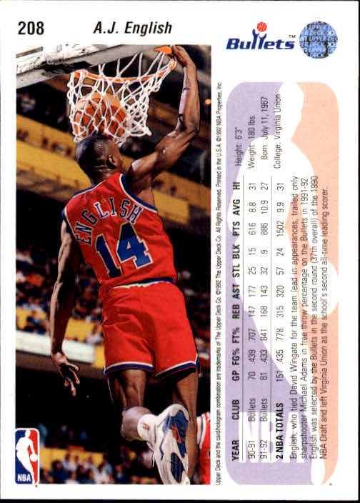thumbnail 17  - 1992-93 Upper Deck Basketball (Cards 201-400) (Pick Your Cards)