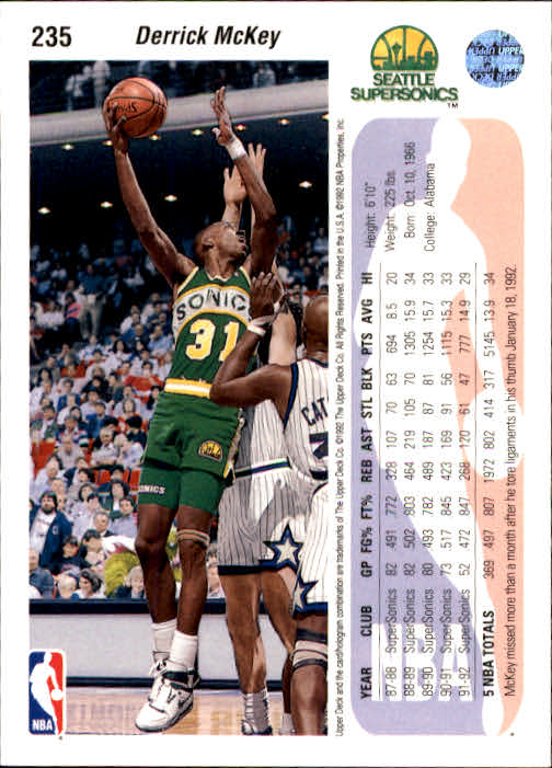 1992-93 choix de cartes basketball pont supérieur 96-264 - Photo 281 sur 339