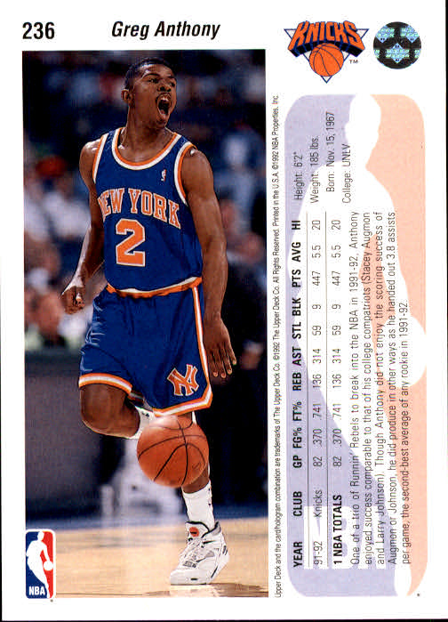 thumbnail 73  - 1992-93 Upper Deck Basketball (Cards 201-400) (Pick Your Cards)