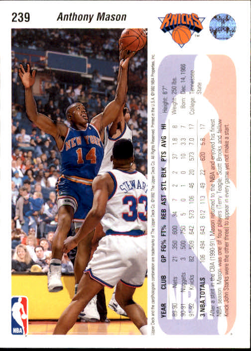 1992-93 choix de cartes basketball pont supérieur 96-264 - Photo 289 sur 339
