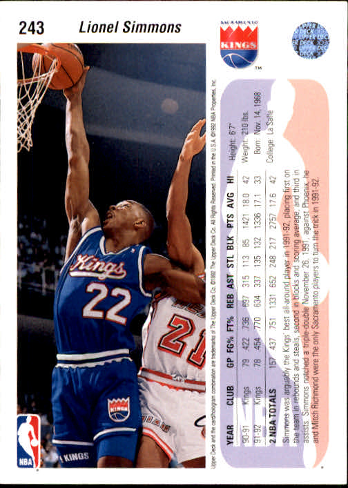 1992-93 choix de cartes basketball pont supérieur 96-264 - Photo 297 sur 339