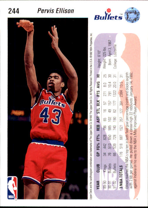 thumbnail 89  - 1992-93 Upper Deck Basketball (Cards 201-400) (Pick Your Cards)