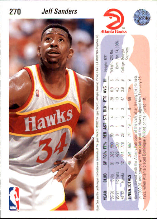 thumbnail 141  - 1992-93 Upper Deck Basketball (Cards 201-400) (Pick Your Cards)