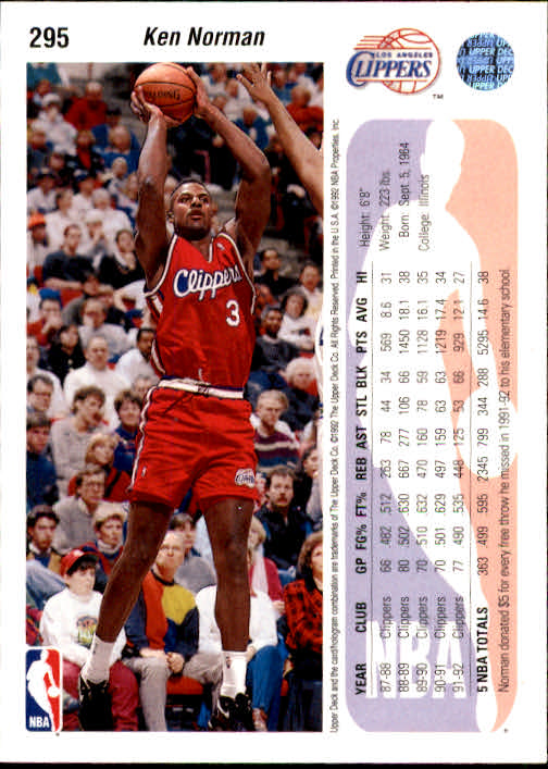 thumbnail 191  - 1992-93 Upper Deck Basketball (Cards 201-400) (Pick Your Cards)