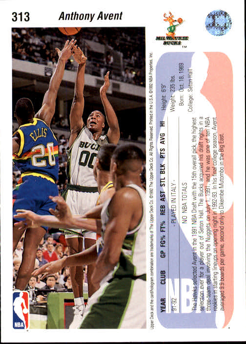 thumbnail 225  - 1992-93 Upper Deck Basketball (Cards 201-400) (Pick Your Cards)