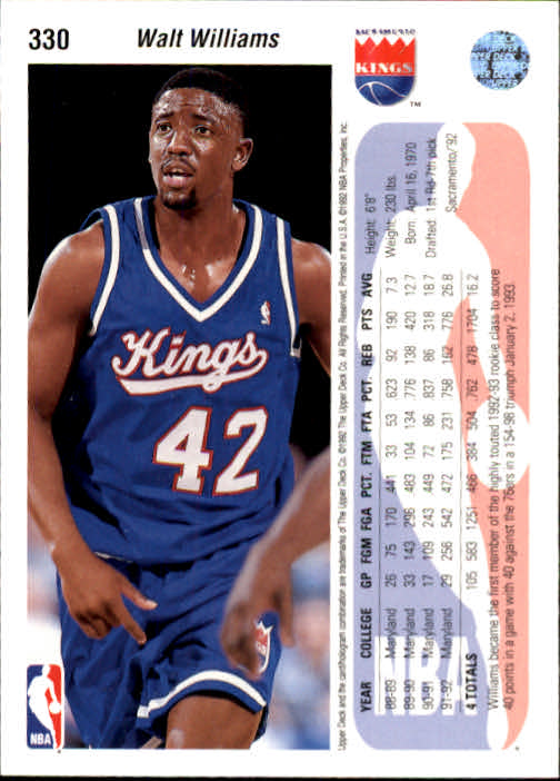 thumbnail 259  - 1992-93 Upper Deck Basketball (Cards 201-400) (Pick Your Cards)