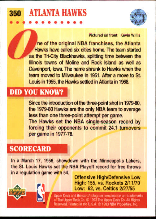 thumbnail 207  - 1992/1993 Upper Deck Basketball Part 2 Main Set Card #248 to #497
