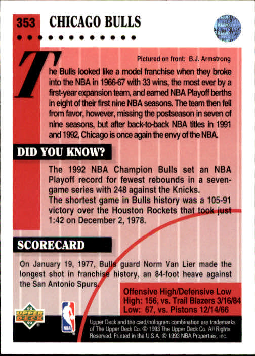 thumbnail 213  - 1992/1993 Upper Deck Basketball Part 2 Main Set Card #248 to #497