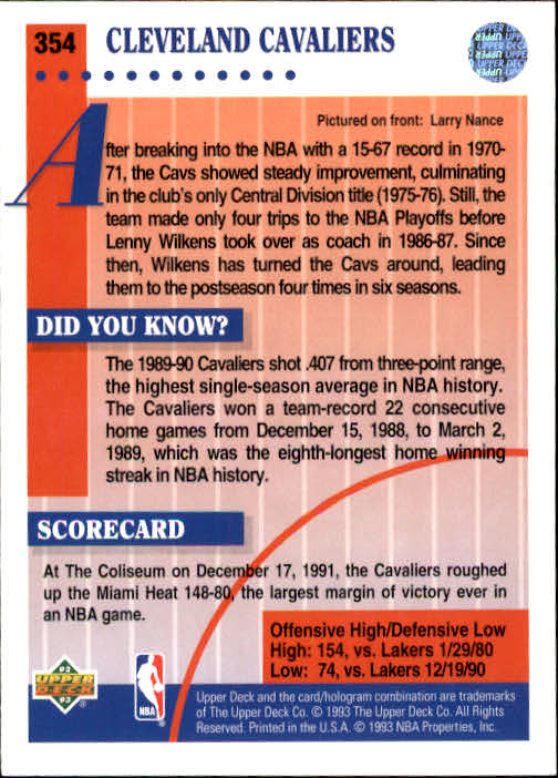 thumbnail 215  - 1992/1993 Upper Deck Basketball Part 2 Main Set Card #248 to #497