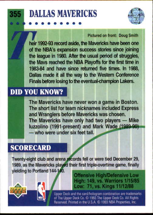 thumbnail 217  - 1992/1993 Upper Deck Basketball Part 2 Main Set Card #248 to #497