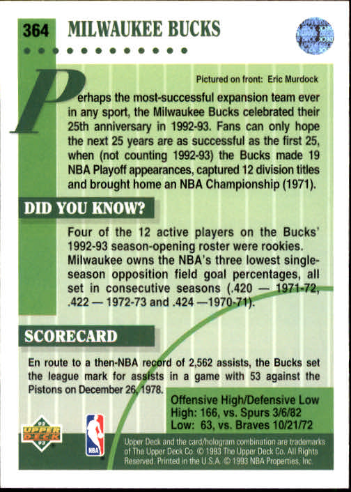 thumbnail 235  - 1992/1993 Upper Deck Basketball Part 2 Main Set Card #248 to #497