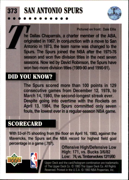 thumbnail 253  - 1992/1993 Upper Deck Basketball Part 2 Main Set Card #248 to #497
