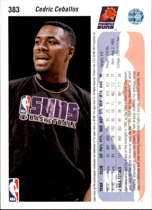 thumbnail 273  - 1992/1993 Upper Deck Basketball Part 2 Main Set Card #248 to #497