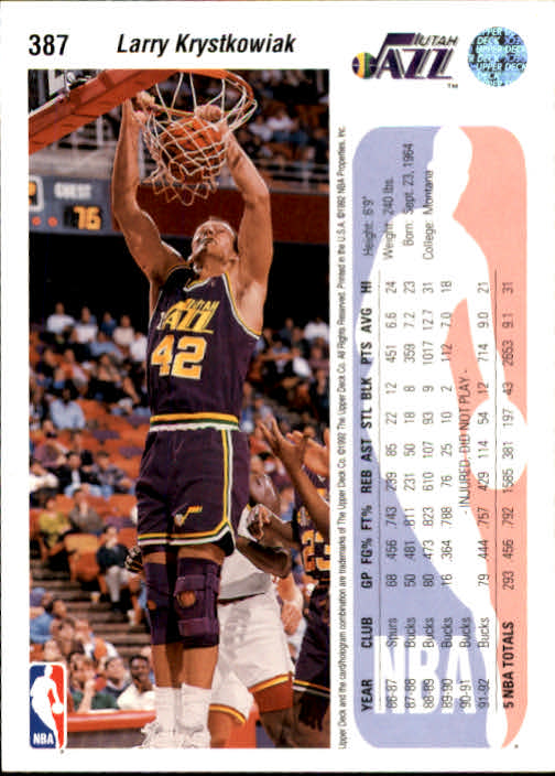 thumbnail 373  - 1992-93 Upper Deck Basketball (Cards 201-400) (Pick Your Cards)