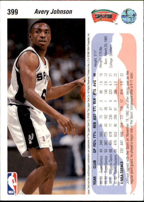 thumbnail 397  - 1992-93 Upper Deck Basketball (Cards 201-400) (Pick Your Cards)