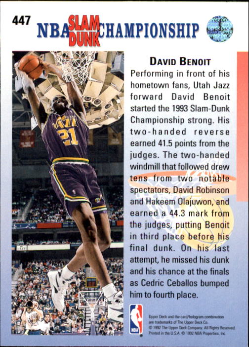 thumbnail 397  - 1992/1993 Upper Deck Basketball Part 2 Main Set Card #248 to #497