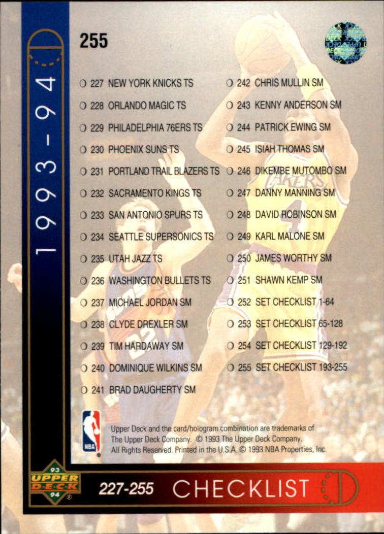 thumbnail 13  - 1993/1994 Upper Deck Basketball Part 2 Main Set Cards #250 to #499
