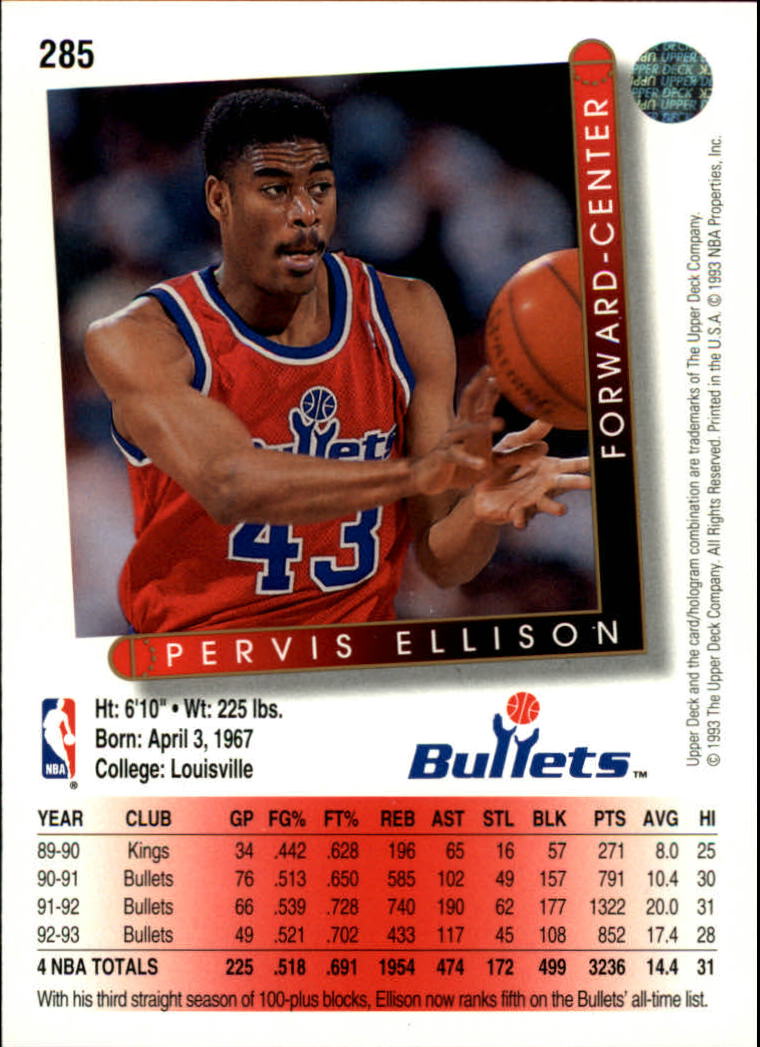 thumbnail 73  - 1993/1994 Upper Deck Basketball Part 2 Main Set Cards #250 to #499