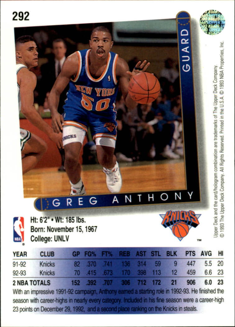 thumbnail 87  - 1993/1994 Upper Deck Basketball Part 2 Main Set Cards #250 to #499