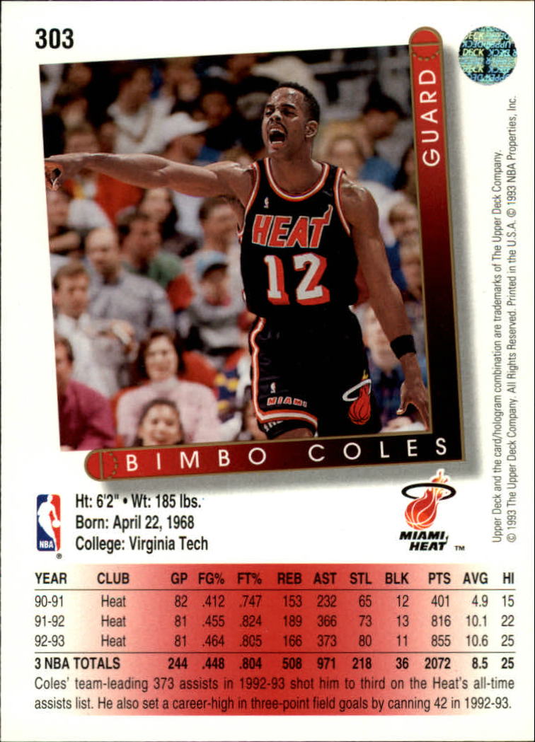 thumbnail 109  - 1993/1994 Upper Deck Basketball Part 2 Main Set Cards #250 to #499