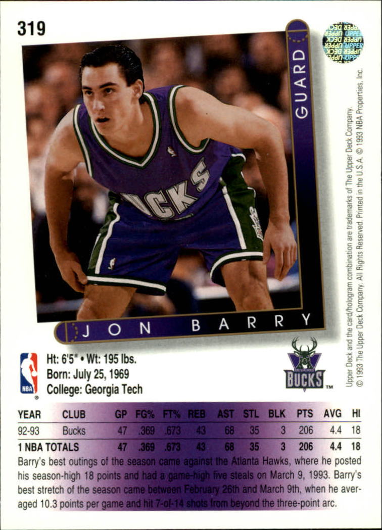 thumbnail 115  - 1993-94 Upper Deck Basketball Card Pick 263-510