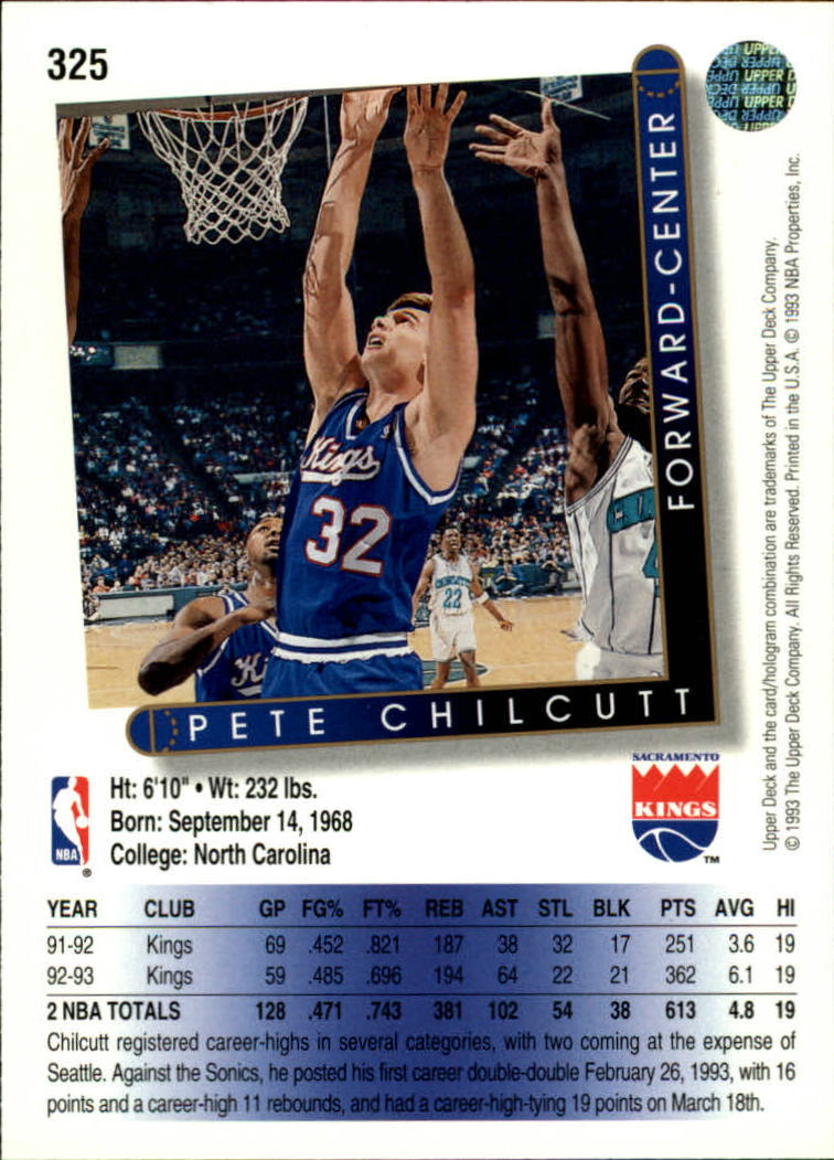 thumbnail 153  - 1993/1994 Upper Deck Basketball Part 2 Main Set Cards #250 to #499