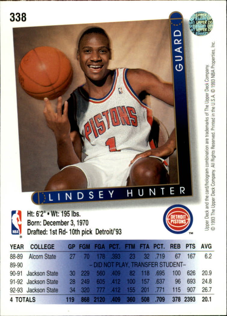 thumbnail 179  - 1993/1994 Upper Deck Basketball Part 2 Main Set Cards #250 to #499