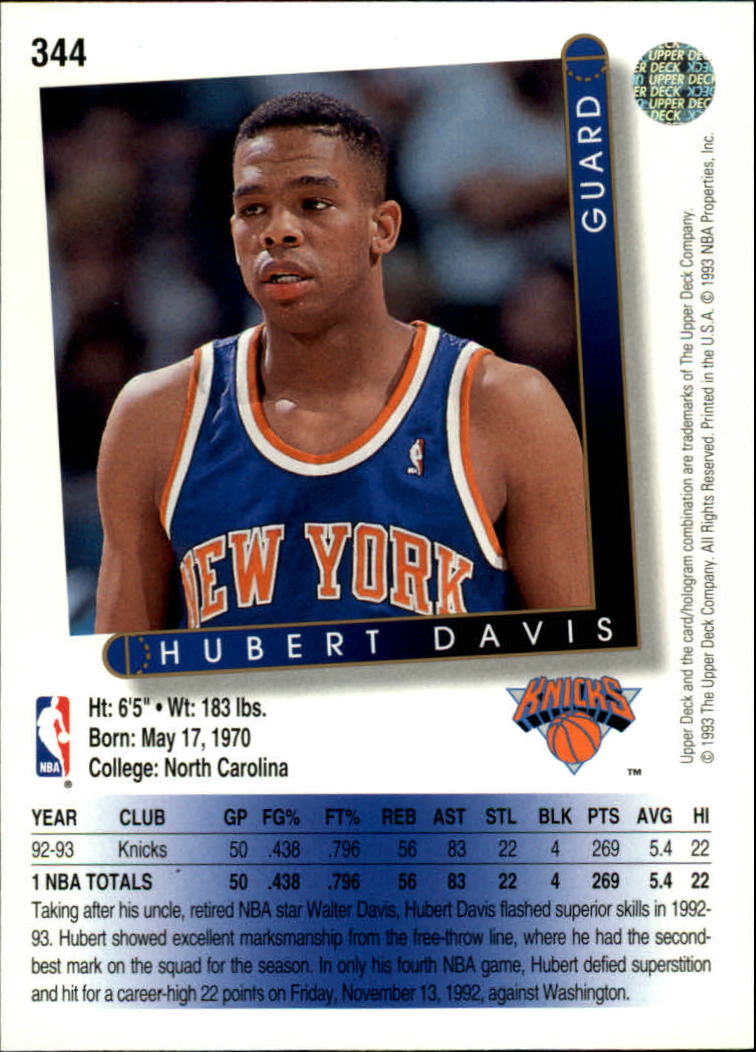 thumbnail 191  - 1993/1994 Upper Deck Basketball Part 2 Main Set Cards #250 to #499