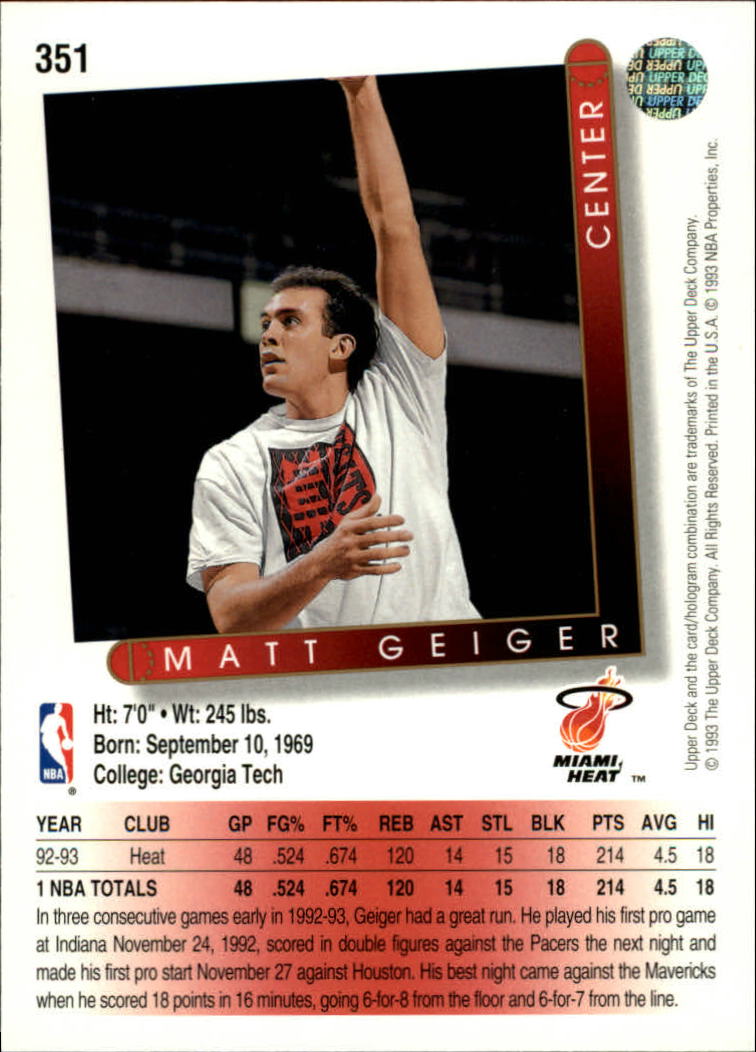 thumbnail 205  - 1993/1994 Upper Deck Basketball Part 2 Main Set Cards #250 to #499