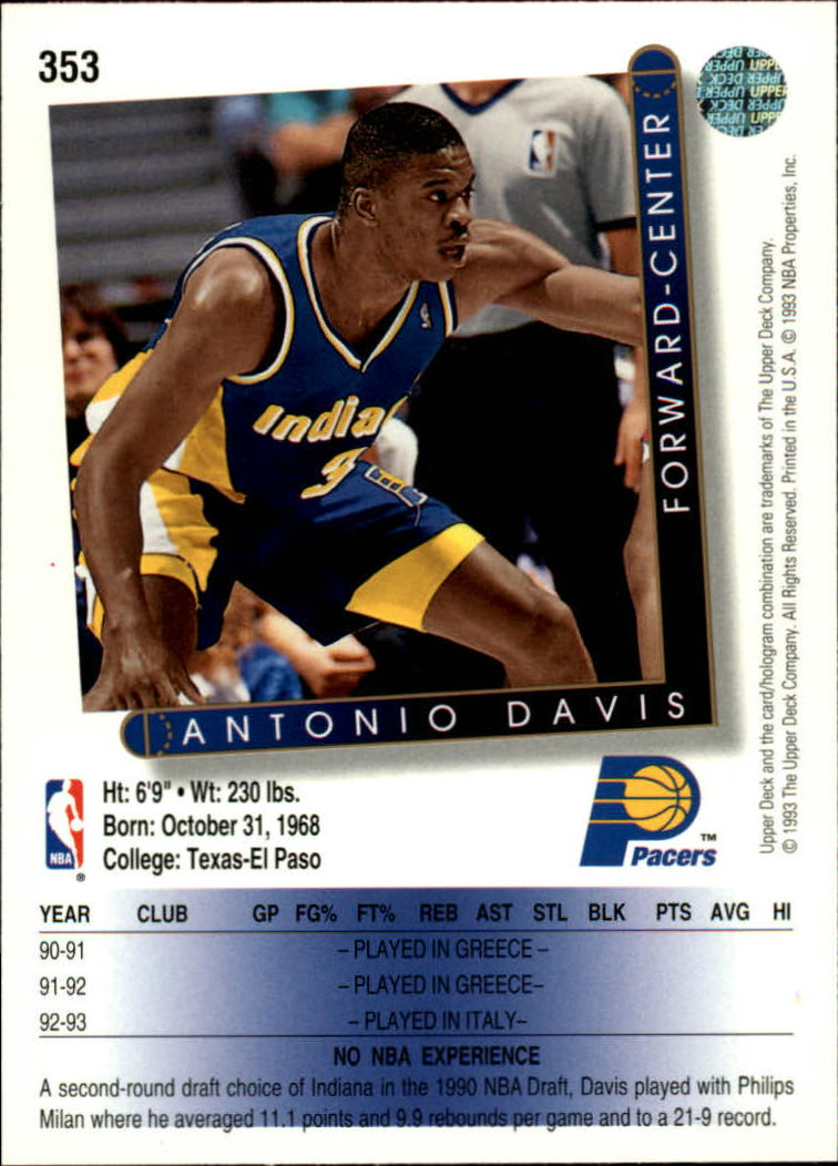 thumbnail 209  - 1993/1994 Upper Deck Basketball Part 2 Main Set Cards #250 to #499