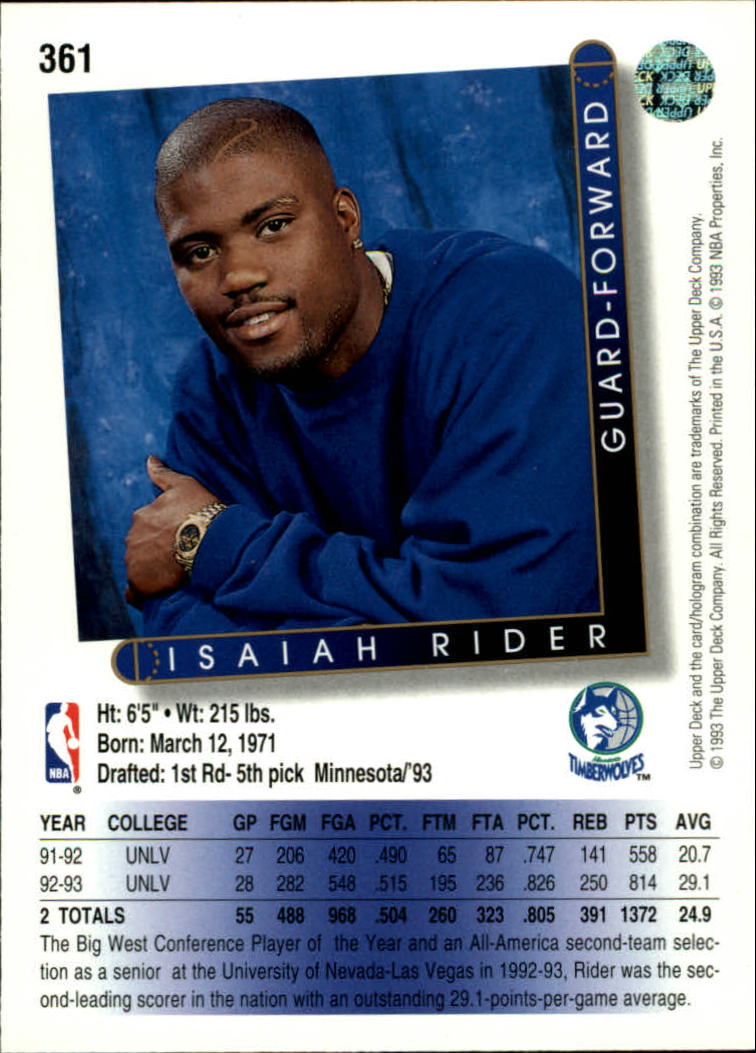 thumbnail 199  - 1993-94 Upper Deck Basketball Card Pick 263-510