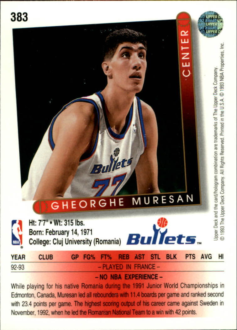 thumbnail 269  - 1993/1994 Upper Deck Basketball Part 2 Main Set Cards #250 to #499