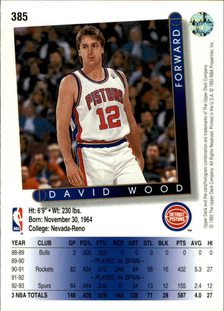 thumbnail 273  - 1993/1994 Upper Deck Basketball Part 2 Main Set Cards #250 to #499