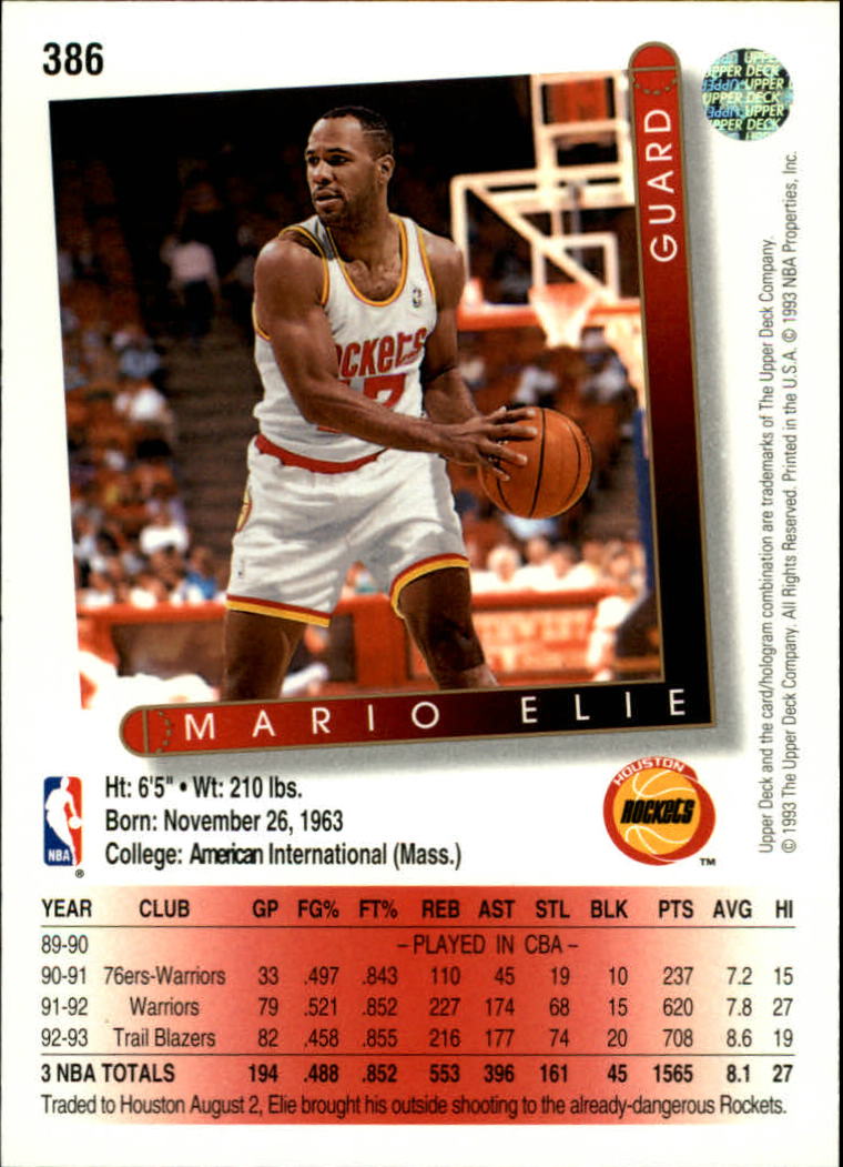 thumbnail 275  - 1993/1994 Upper Deck Basketball Part 2 Main Set Cards #250 to #499