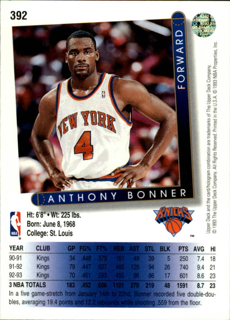 thumbnail 287  - 1993/1994 Upper Deck Basketball Part 2 Main Set Cards #250 to #499