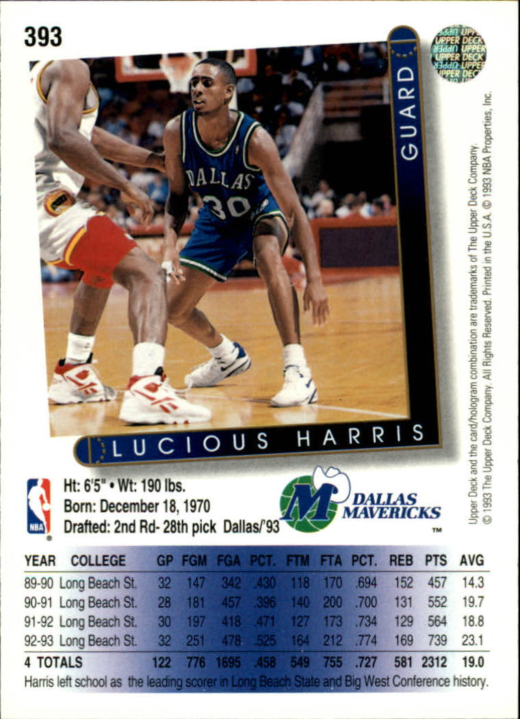 thumbnail 289  - 1993/1994 Upper Deck Basketball Part 2 Main Set Cards #250 to #499