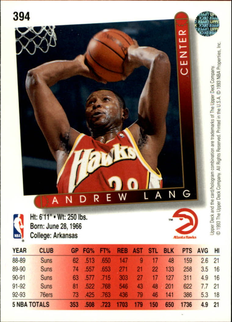 thumbnail 291  - 1993/1994 Upper Deck Basketball Part 2 Main Set Cards #250 to #499