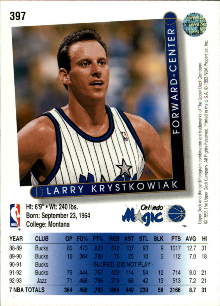 thumbnail 297  - 1993/1994 Upper Deck Basketball Part 2 Main Set Cards #250 to #499