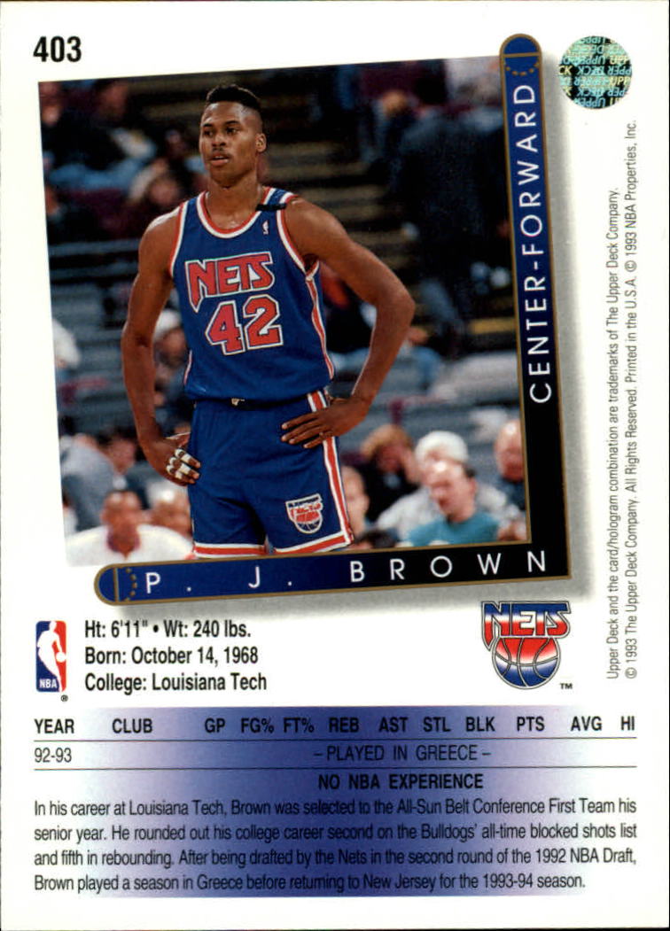 thumbnail 309  - 1993/1994 Upper Deck Basketball Part 2 Main Set Cards #250 to #499