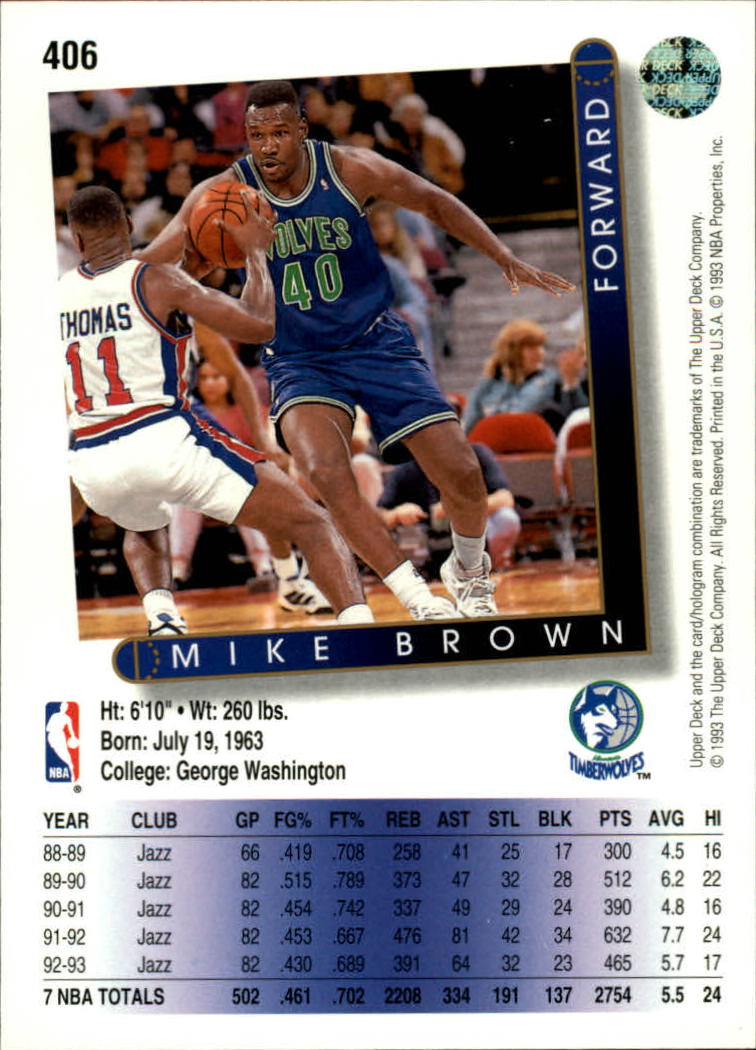thumbnail 315  - 1993/1994 Upper Deck Basketball Part 2 Main Set Cards #250 to #499