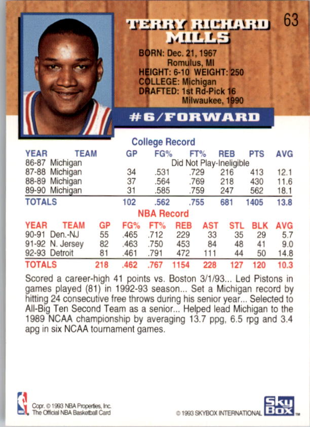 thumbnail 127  - A7935- 1993-94 Hoops Basketball Card #s 1-250 -You Pick- 10+ FREE US SHIP