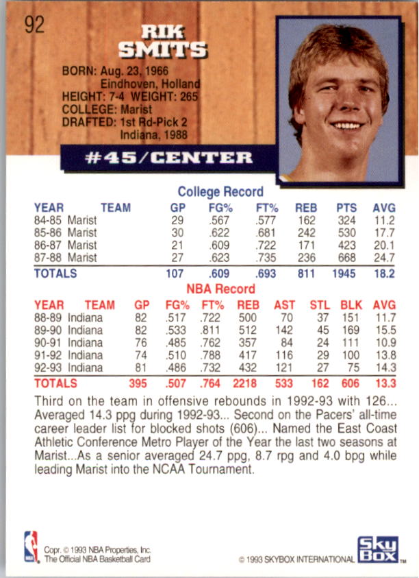 thumbnail 181  - 1993-94 Hoops Basketball Card Pick 1-250