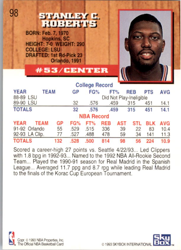 thumbnail 193  - 1993-94 Hoops Basketball #1-250 - Your Choice GOTBASEBALLCARDS