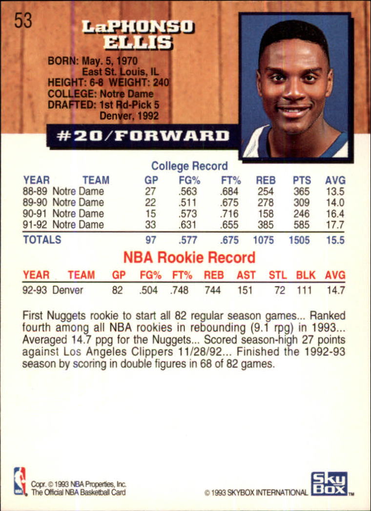thumbnail 53  - 1993-94 Hoops Fifth Anniversary Gold Basketball Card Pick 1-165