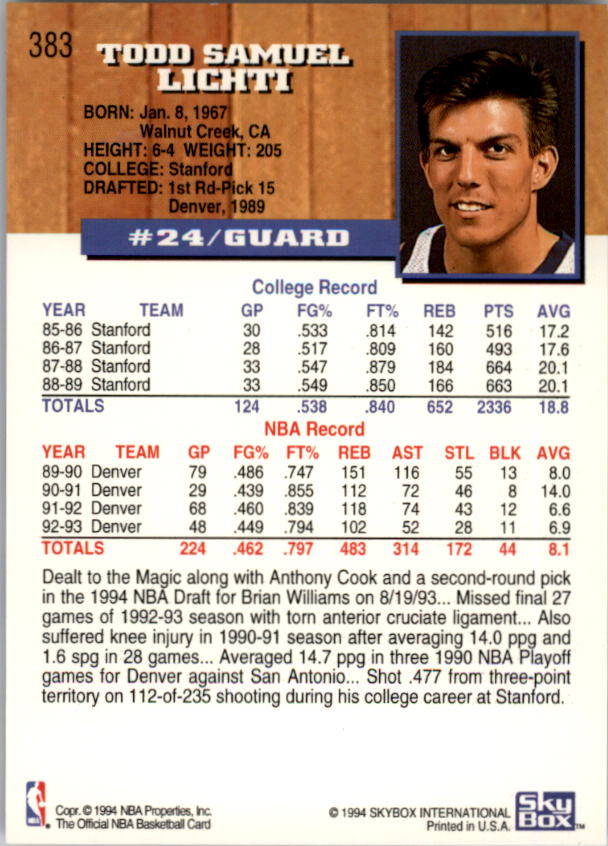 thumbnail 271  - 1993-94 Hoops Fifth Anniversary Gold Basketball Card Pick