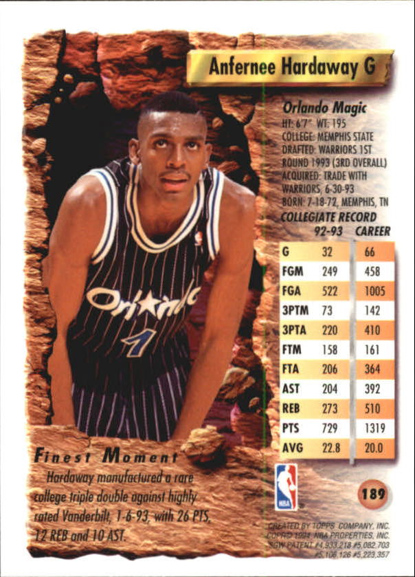 1993/1994 Finest Basketball Part 1 Main Set Cards #1 to #220 - Picture 355 of 411